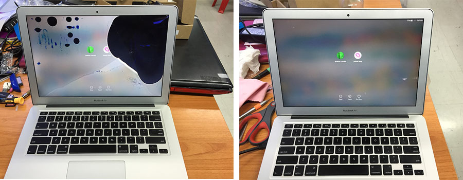 Macbook Air 13 Model A1466 อาการจอแตก เปลี่ยนยกฝา