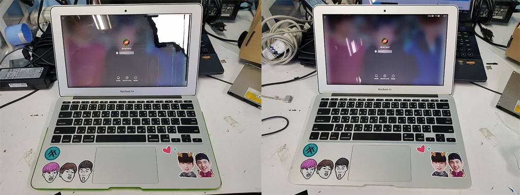 Macbook Air 11 Model A1465 อาการจอแตก เปลี่ยนเฉพาะจอใน